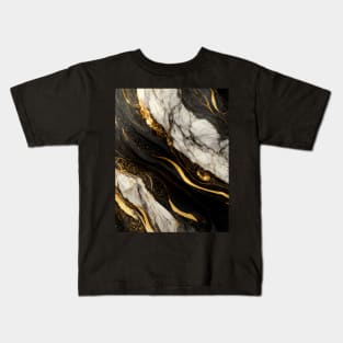 Black and Gold Marble Kids T-Shirt